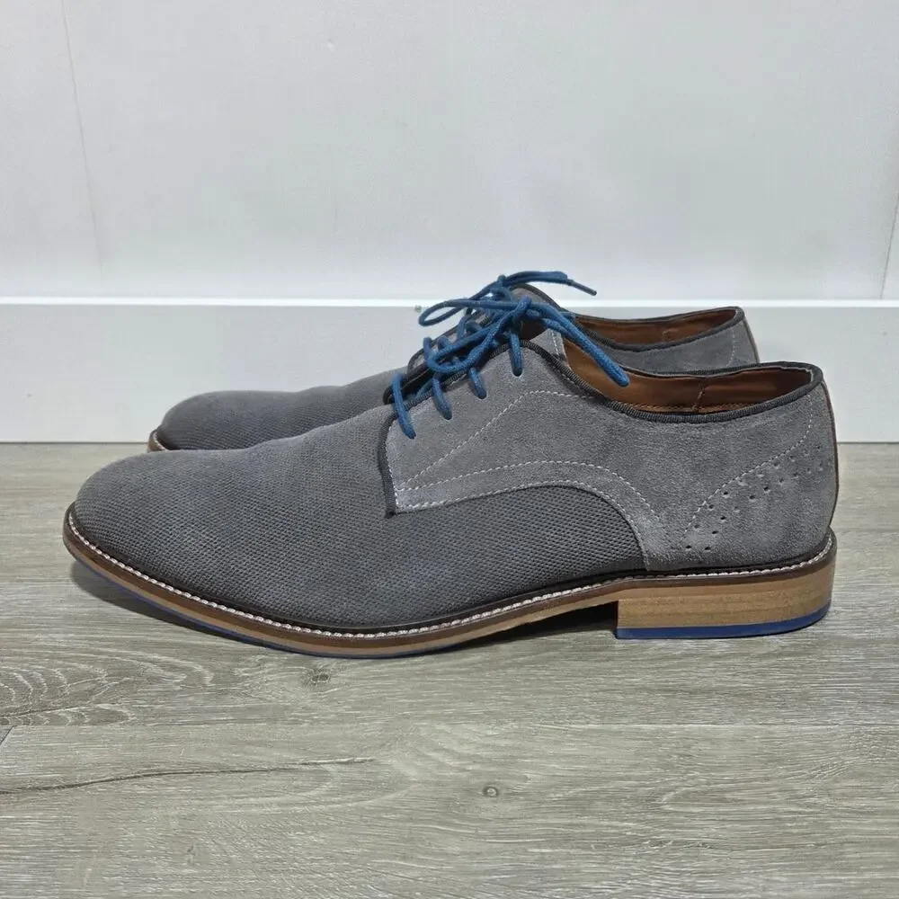 Stafford Mison Gray Suede Water Resistant Oxford Men's Dress Shoes Size 12